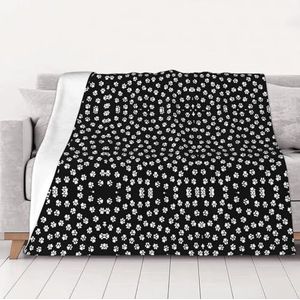 OKFSTY Wasbare, dubbelzijdige dikke pootprint, warme pluche deken voor bank, bank, bed, 152 x 203 cm
