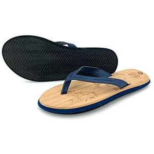 heimtexland ® Flip Flops Vegan slippers voor dames, boho, zomer, teenslippers sandalen, bamboe-look, type 782, blauw, 40 EU