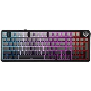 QPSJXN F99 Pro 98 RGB mechanisch toetsenbord, tri-modus, draadloos, Bluetooth 5.0, 2,4 G, gepersonaliseerd toetsenbordcadeau voor mannen (Pro Flame-Purp Axis)