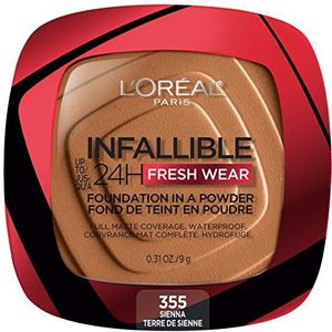 L'Oreal Paris Infallible Fresh Wear Foundation Poeder voor 24H Wear, 355 Sienna, 9,2 ml
