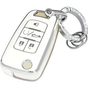 Sleutelbehuizing houder 5 Knoppen Sleutelhanger Cover Car Key Geval Flip Sleutelhanger Voor Buick Voor Encore Voor Camaro Voor Equinox Voor Impala Sonic GMC Terrain Sleutelbehuizing(White set)
