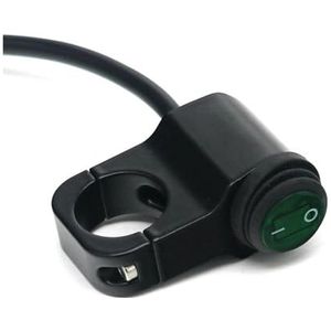 LED Stuurschakelaar Motorfiets 7/8"" 16A Waterdichte Aluminiumlegering Schakelaars 22mm Stuur Koplampschakelaar En 3 Draden Met Rood LED-licht(Black Case Green Led)