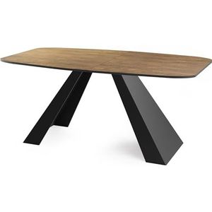 WFL GROUP Eettafel Monte in moderne stijl, rechthoekige tafel, uittrekbaar van 180 cm tot 220 cm, gepoedercoate zwarte metalen poten, 180 x 90 cm (eiken Lefkas, 160 x 80 cm)