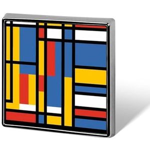 Zwart Bauhaus Abstracte Moderne Mondriaan Stijl Blauw Geometrische Pin Badge Vierkante Identiteit Pins Broches Knop Badges Voor Hoeden Jassen Decor