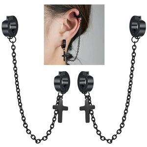 1/2 PC Zwart Kruis Ontwerp Nep Piercing Oorbellen voor Vrouwen Briljante Lange Ketting Earring Party Jewelry Gift Hoge kwaliteit