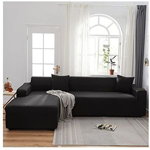 L-Type Hoekbank Cover Sectionele Chaise Hoes Elastische Stretch L-vormige Sofa Covers Universele All-Inclusive Anti Kat Krabben(Color:P black,Size:3 Seater(190-230cm))