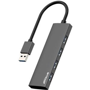 ANYPLUS USB-hub, USB 3.0-hub aluminiumlegering ultradunne USB-splitter, draagbare 4-poorts USB-verlenger, USB-hub voor laptop, pc, MacBook, iMac, Surface Pro, Mac Pro, flashdrive, XPS 【zwart】