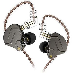 KZ ZSN Pro Hybride Hoofdtelefoon, metaal, 1BA + 1DD, HiFi, voor bas, in het oor, monitor met ruisonderdrukking (grijs, zonder microfoon)