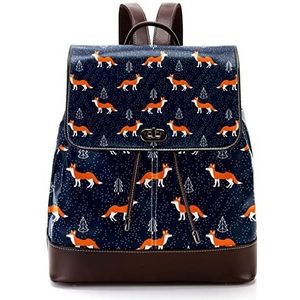Gepersonaliseerde casual dagrugzak tas voor tiener schattige oranje vos kerstboom patroon schooltassen boekentassen, Meerkleurig, 27x12.3x32cm, Rugzak Rugzakken