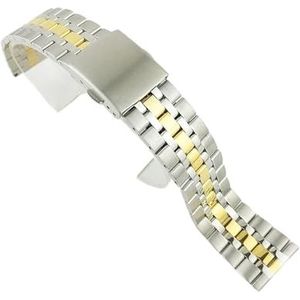 10mm 12mm 14mm 16mm 18mm 19mm 20mm 22mm roestvrij stalen horlogeband band vouwsluiting compatibel met mannen vrouwen horloge vervangende armband (Color : Silver gold, Size : 22mm)