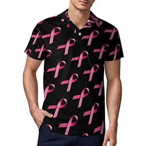 Roze satijnen lint heren golf poloshirt zomer korte mouw T-shirt casual sneldrogende T-shirts M