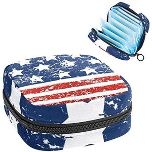 Opbergtas voor maandverband Pads, Menstruatie Cup Pouch, Periode Bag Organizer voor vrouwelijke Pads Tampons, Gelukkig 4 juli USA Independence Day
