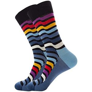 Unisex Stripe Stripe Colorful Street Personality Medium Sokken voor Volwassenen Sokken Tanden, A, Eén Maat