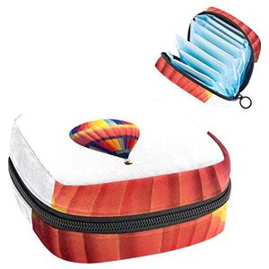 Periode Pouch Draagbare Tampon Opbergtas,Tampon Houder voor Portemonnee Vrouwelijke Product Organizer,Kleurrijke Heteluchtballon, Meerkleurig, 4.7x6.6x6.6 in/12x17x17 cm