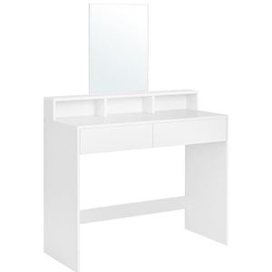Vasagle RDT163W01 Make-uptafel, met grote spiegel, kaptafel, 2 laden, 3 open vakken, modern, wit