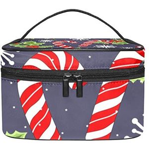 Kerst elementen make-up organizer tas, reismake-up tas organizer case draagbare cosmetische tas voor vrouwen en meisjes toiletartikelen, Meerkleurig, 22.5x15x13.8cm/8.9x5.9x5.4in