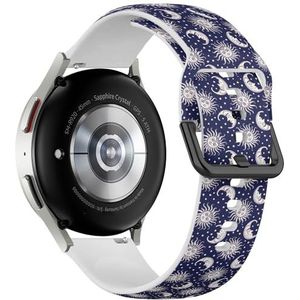 Sportieve zachte band compatibel met Samsung Galaxy Watch 6 / Classic, Galaxy Watch 5 / PRO, Galaxy Watch 4 Classic (Sun Moon Vintage) siliconen armband accessoire
