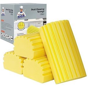 MR.SIGA Stofsponzen Herbruikbaar, Natte Spons Duster voor Huishoudelijke Schoonmaak, Absorberende Stof Reinigingsspons, 4 Stuks, Geel