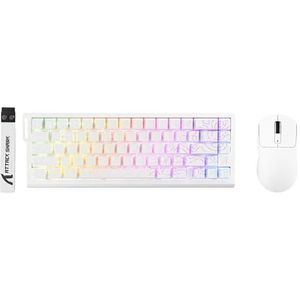 ATTACK SHARK X68 HE Bedrade Magnetische Toetsenbord met X3 Draadloze Gaming Muis Combinatie, 8000Hz Snelle Trigger Toetsenbord, 0.01mm RT Nauwkeurigheid, 49g Muis, PAW3395, 26000 DPI - Witte Contouren