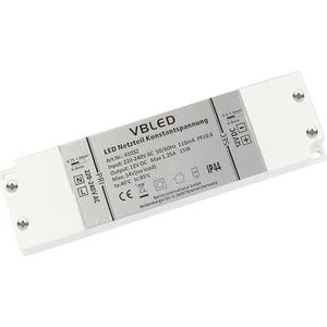 VBLED® 15 watt transformator 12 V DC constante spanning 1,25 A, 1 W tot 15 W max. - extra plat - IP44 voeding, EVG, transformator