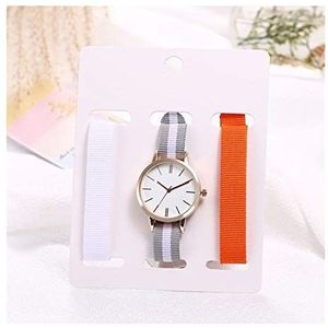 3pcs New Fashion Lady Holiday jurk horloge Suit Rose Gold Silver Clock Horloge Nylon Strap pols horloges for vrouwen (Color : 6)