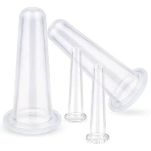 4 Pcs Silicone Facial Cupping Set Face Cupping Massage Kit Vacuum Massage Cup Anti-Wrinkle and Anti-Aging Natural Skin Care Beauty Tool(White)