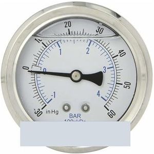Vloeistof-vacuüm-manometer, 30-60 psi, 2,5 inch oppervlak, 1/4 inch WOG