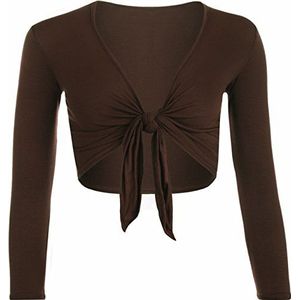 Nieuwe Dames Dames Lange Mouwen Tie Shrug Bolero Cropped Top Vest Plus Maat 8-26