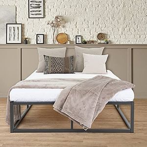 ML-Design metalen bed 120x200 cm op stalen frame met matras H:16cm, lattenbodem, antraciet, metalen bedframe, robuust, bed voor slaapkamer van tieners volwassenen, tweepersoonsbed logeerbed