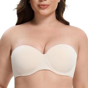 MELENECA Dames Comfort Beugel Ongewatteerde Grote Borsten Strapless bh Zand dollar 75D