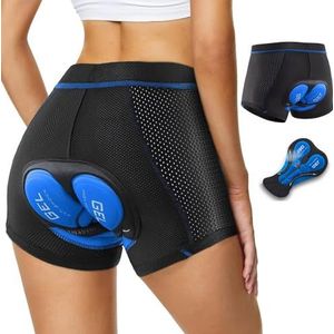 Fietsondergoed voor dames, gel 5D gewatteerd, schokbestendig, met zitkussen, ademend, korte fietsbroek voor heren, fietsbroek, MTB-broek, blauw-L