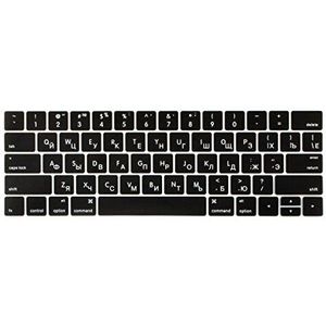 Russische Karakters Toetsenbord Cover Skin voor Nieuwe Apple MacBook Pro 13 15 inch met Touch Bar 2019 2018 2017 & 2016 Release Premium Waterdichte Siliconen Toetsenbord Protector (zwart)