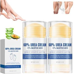 Urea Crème, 60 procent voetcrème voor zeer droge voeten, anti-krakende crème, intensieve hydratatie, bescherming voor droge, gebarsten huid, trekt snel in aan voeten, hielen, handen, ellebogen en