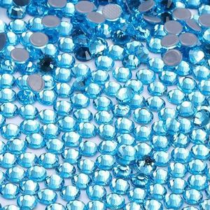 SS6-SS20 1440 stuks/zak hotfix glazen ronde strass steentjes trouwjurk decoratie kristal voor nail art diy accessoires-aquamarijn-SS16(3.8-4.0mm)-1440 stuks