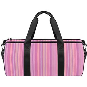 Patroon bloem mandala bloemen licht roze reizen duffle tas sport bagage met rugzak draagtas gymtas voor mannen en vrouwen, Roze kleur meisje gestreept patroon, 45 x 23 x 23 cm / 17.7 x 9 x 9 inch