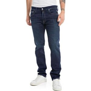 Replay Heren Straight Fit Jeans Grover Powerstretch Denim, 007, donkerblauw, 32W x 32L