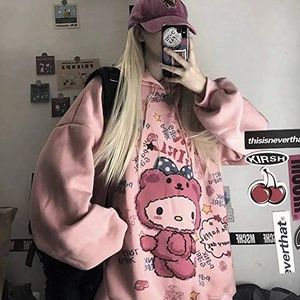 Hoodie Japan Style Kawaii Harajuku Anime Roze Losse Streetwear Trui Lange Mouwen Sweatshirt Modetrend Oversized Herfst Winter, Zoals op de afbeelding., XXL
