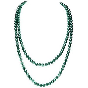 Veer Hoofdband 1920s partij flapper meisje veer hoofdband parel ketting oorbellen sigarettenhouder handschoenen Gatsby-accessoires Carnaval Veer Hoofdband (Color : Green necklace, Size : Taille uniq