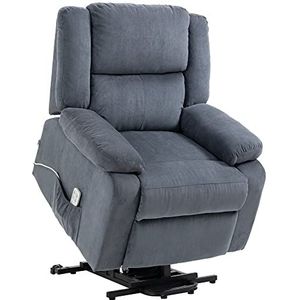 HOMCOM fauteuil met stahulp, stastoel met drie motoren, elektrisch verstelbare tv-stoel, gewichtloze stoel met ligfunctie inclusief afstandsbediening, fluweellook, grijs, 92 x 93 x 105 cm