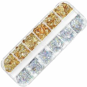 Holografische zoete liefdeshartnagelkunst met glitterpailletten, glanzende laserfluorescentie, ster, vlinder, 3D-nageldecoraties, accessoires - JB12G-9