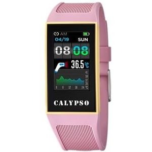 Calypso Polshorloge model K8502/1 uit de collectie smartwatch, behuizing 23,80/41,30 mm met rubberen band, roze voor dames K8502/1, Stevige kleur., Armband