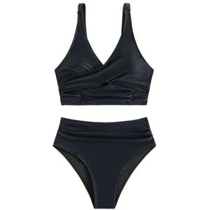 Tweedelige dames sexy rugloze bikiniset, schattig dameszwempak, driehoekige badkleding for strand en vakantie(Size:M)