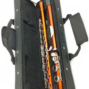 Prachtige oranje fluit met E-sleutel 16 gesloten gat C-sleutelinstrument Wit koper vernikkeld Duurzame sleutels Fluit Instrument