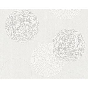 A.S. Création Vliesbehang - Cirkeltapete in Crème en Wit - Behang voor diverse kamers - Muurbehang in 10,05 m x 0,53 m