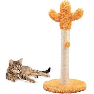 OLACD Pluche Interactieve Kat Scratcher met Speelse Bal Speelgoed Cactus Vormige Kittens Krabpaal Stevig Gemaakt