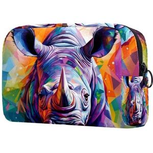 Kleurrijke Rhino Veelzijdige Make-uptas voor vrouwen en meisjes, canvas ritszakje voor reistoiletartikelen en make-up, Veelkleurig #06, 18.5x7.5x13cm/7.3x3x5.1in, Modieus