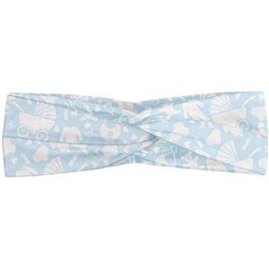 ABAKUHAUS Baby Hoofdband, Hearts Teddy Bears Clothes, Elastische en Zachte Bandana voor Dames, voor Sport en Dagelijks Gebruik, Pale Blue White