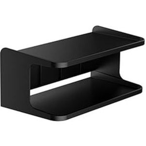 Abs Plastic Dubbellaagse Plank Nachtkastje Muur Opslag Planken Beugel Home Office Mount (zwart)