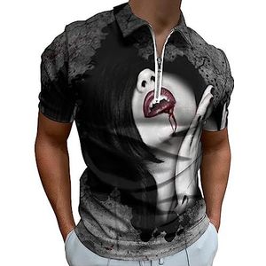 Gothic Fantasy Vrouwen Vampieren Polo Shirt voor Mannen Casual Rits Kraag T-shirts Golf Tops Slim Fit
