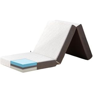 GSJNHY Vouwmatras van 10,5 cm (10,5 cm) Tri opvouwbare matras met opbergtas, opvouwbare traagschuim topper draagbare vloer logeerbed met afneembare bamboehoes (4 inch, eenpersoons (63,5 x 190,5 cm)